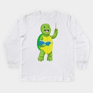 Turtle as Teacher with Book & Pointer Kids Long Sleeve T-Shirt